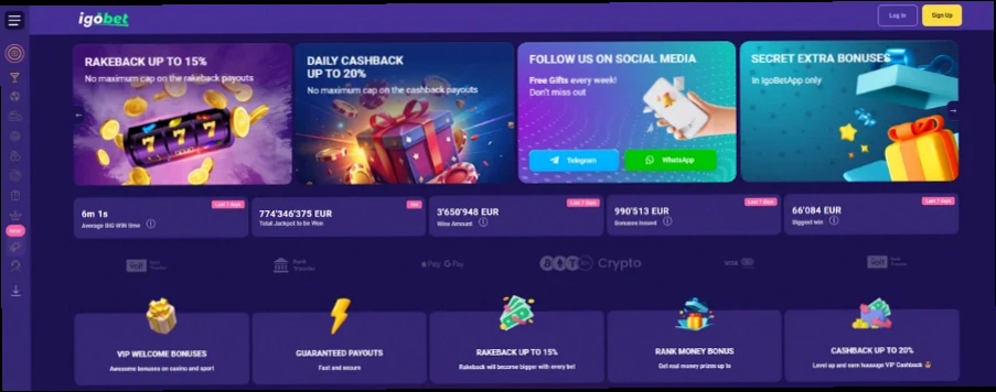 Igobet casino welkomstbonus 100% tot €350 plus gratis spins